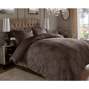 Lavish Label Jacquard Cotton 600TC Duvet Cover Set Floral Brown King 5ft - Picture 1 of 1