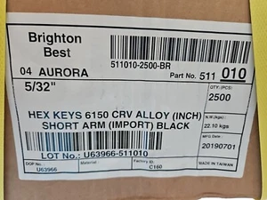 2500 PC BOX Hex Key Allen Wrench Short Arm 5/32" × 2 1/2" - Picture 1 of 2