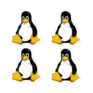 Linux Tux Penguin Sticker 4 Pack, Linux Stickers, Penguin Sticker - Picture 1 of 4