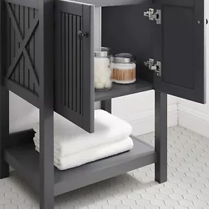 Bathroom Vanity Farmhouse Style Charcoal Grey Modern Wash Room Cabinet Storage - Picture 1 of 3