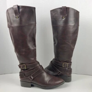 Size 9.5 Tall Brown Boots w/Side Zip Up Merona - Picture 1 of 12