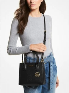 Authentic Michael Kors MERCER Medium SATCHEL Messenger Leather Black BAG - NEW - Picture 1 of 6