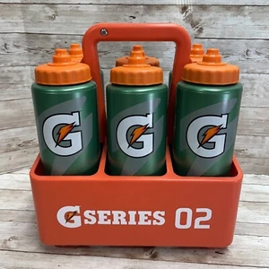 Gatorade Squeeze bottle Holder 6 Carry Case orange G series 02 with Bottles - Picture 1 of 7