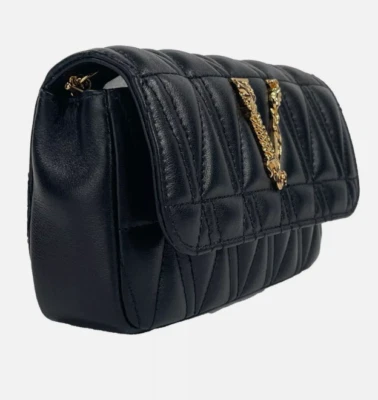 Sexy Versace Virtus Leather Black Mini Chain Crossbody Bag. Excellent condition. - Image 1 of 4