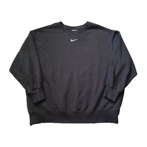 Nike Sweatshirt Mens 2X Black Pullover Center Swoosh Embroidered Logo Crewneck - Picture 1 of 19
