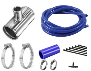 Ablassventil Fitting Kit 70mm Alu T-Stück für 25mm BOV - BLAU Silikon 2,75" - Bild 1 von 11