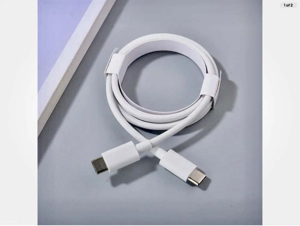 USB C Cable Fast Charger Lead for Type C Ipad iPhone 15 series Macbook 65W, 1 M - Image 1 of 4