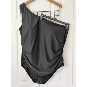 J. Crew Sleek One Shoulder Swimsuit Size 24 Black NWT $118 BX213 - Picture 1 of 4
