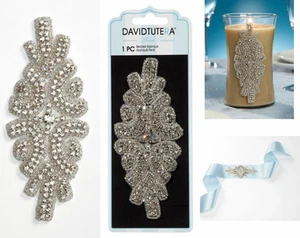 David Tutera Double Row Rhinestone Applique w/ Crystal sash headband dress ect. - Picture 1 of 2
