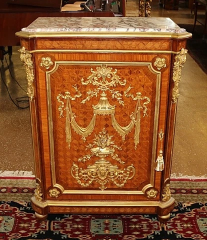 Incredible 19th Century Louis XVI Bronze Mounted Parquetry Cabinet Cover