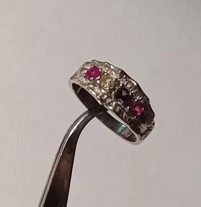 14k White Gold Multi-Colored 4 Gem Stones Ring (3.9 Grams) Size 7.5 Mothers? - Picture 1 of 11