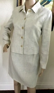 90er Vintage hellbraun irisches Leinen Top Rock Anzug - Bild 1 von 5