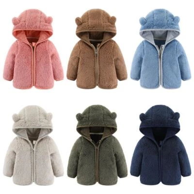 Newborn Baby Boys Girls Teddy Bear Coat Winter Warm Hooded Furry Jacket Outwear