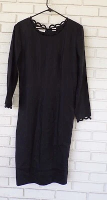 ВИНТАЖНЫЙ NIPON БУТИК ЧЕРНЫЙ ЛЬНЯНОЕ ПЛАТЬЕ РАЗМЕР 4 - Изображение 1 из 4