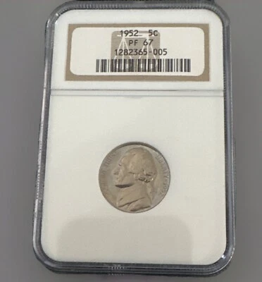 1952 5c PF67 NGC Graded Certified Jefferson Nickel - Image 1 of 2