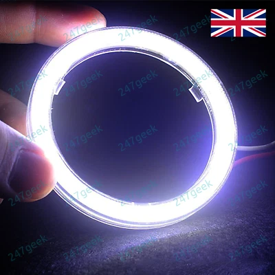 🇬🇧 LED Car Angel Eyes Halo Ring White 60mm 70mm 80mm 90mm 100mm Fog Head Light - Image 1 of 4