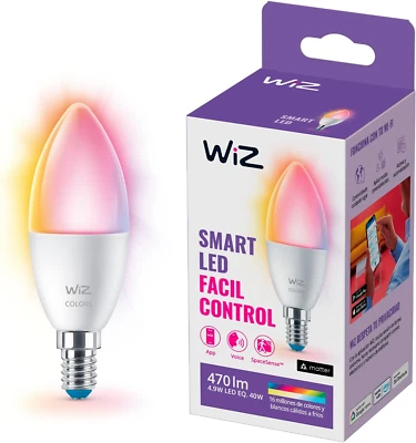 Wiz 40W B12 Color LED Smart Candle-Shaped Bulb - Pack of 1 - E26- Indoor - Conne - Image 1 of 4