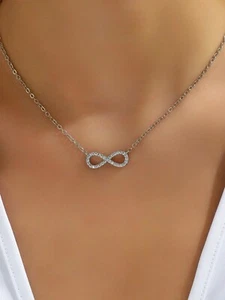 Collar Colgante Infinito con Acentos de Circonita Cúbica Acero Inoxidable 316L Regalo - Imagen 1 de 9