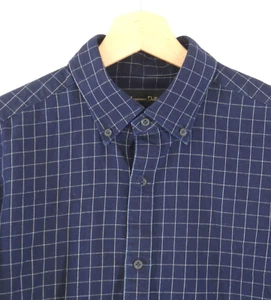 Massimo Dutti Mens Shirt Blue Checked Casual Smart Navy Blue Designer Size M - Picture 1 of 15
