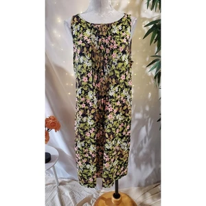 J Jill Wearever Collection Tropical Floral Pintuck Pleat Dress Size M Hawaiian - Picture 1 of 10