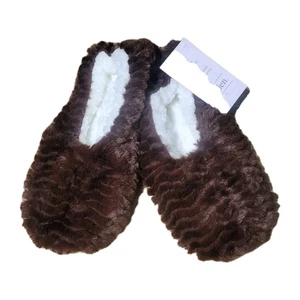 Auden Faux Fur Slipper Socks With Grippers Brown M/L 8-10 - Picture 1 of 5