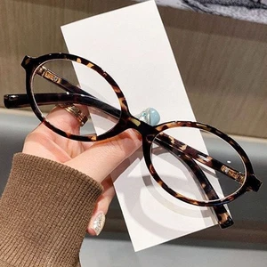 Mujeres Marco Ovalado Azul Luz Bloqueo Lente Transparente Nerd Geek Gafas Leopardo NUEVO - Imagen 1 de 18