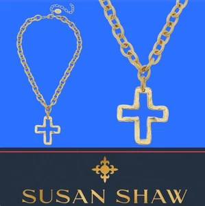 Collar Cruz Abierta Joyería Susan Shaw Oro 24k TPG - Imagen 1 de 10