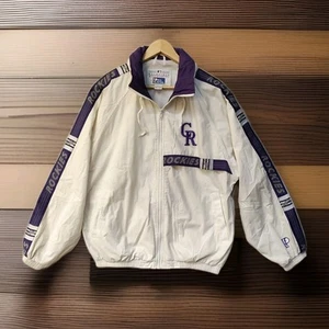 Vintage 90s Colorado Rockies MLB Embroidered Pro Player Bomber Jacket Size XL Rare - Bild 1 von 22
