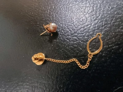 ORO 14K RELLENO PERLA CORBATA TACHUELA 3,2 GRAMOS 5 MM PERLA Foto 1 de 4