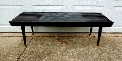 SUPER COOL MID CENTURY MODERN EXPANDABLE SLAT TABLE, JOHN KEAL? 4' TO 5'... - Image 1 of 4