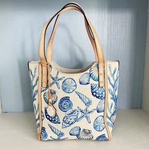 Bolso de mano Brighton Coraline de lino con cuchara colorida cartera de cuero concha marina - Imagen 1 de 10