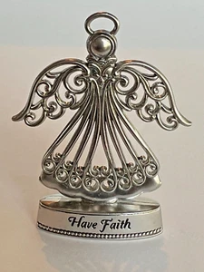 Ganz ANGEL Silver Tone Message Figurine "Have Faith" 2 1/4"H - Picture 1 of 5