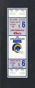 1980 JOE MONTANA REPLACES STEVE DEBERG FULL TICKET SAN FRANCISCO 49ERS @ LA RAMS - Picture 1 of 1