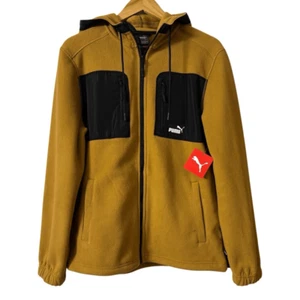 Puma Jacket Mens S Polar Fleece Hooded Full Zip bone Brown new - Picture 1 of 6