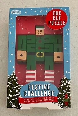 new The ELF PUZZLE wood FESTIVE CHALLENGE Christmas 3D   transform elf to a cube - Image 1 of 2