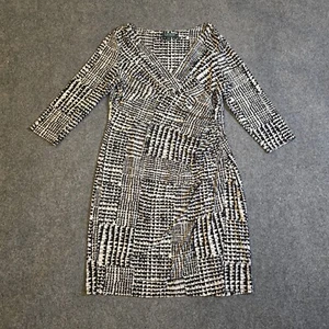 Lauren Ralph Lauren Dress Women 16 Black Stretchy 3/4 Sleeve Career Cocktail - Picture 1 of 8