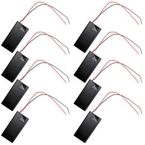 8 Pack 9V Battery Holder with ON/OFF Switch and Cover, Red & Black Wire Leads - Picture 1 of 6