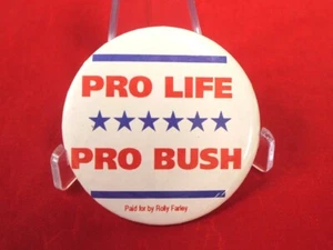 BUSH QUAYLE Pro Life 1992 Presidential Election White BUTTON Pinback 2 1/4" - Picture 1 of 2