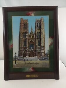 Bruxelles Cathédrale des Saints Michel et Gudule - cadre Vintage - 24 x 18,5 cm