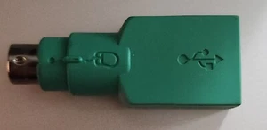 Genuine Microsoft PS/2 Male to USB Female Adapter Converter Green - Picture 1 of 2