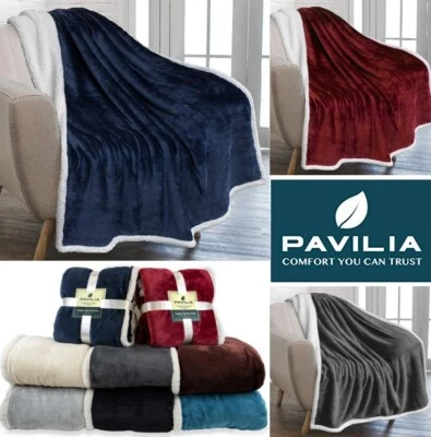 Sherpa Throw Blanket Solid Fleece Bed Blanket Plush Soft Warm Fuzzy Reversible - Image 1 of 4
