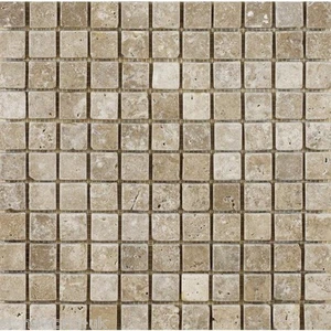 Sample of Tumbled WALNUT (Noce) Travertine MOSAIC Tiles 23 x 23 mm (1" x 1") - Picture 1 of 1