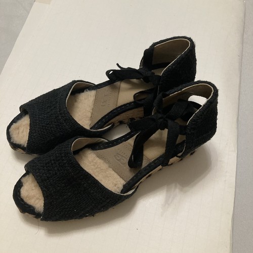 Sandali da donna UGG Tweed cravatta zeppa taglia 8 39 neri