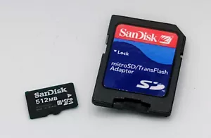 SanDisk MicroSD 512MB Memory Card+MicroSD Adaptor with case - *BRAND NEW* - Photo 1 sur 2