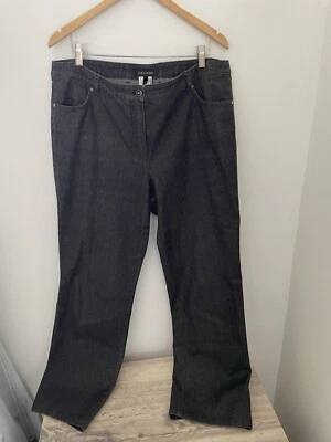 Jeans feminino Escada perna larga reto lavagem escura tamanho 46 EUA 16 - Imagem 1 de 4