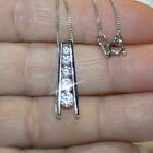 14K White Gold Plated 2 Ct Round Cut Simulated Diamond Journey Pendant Necklace