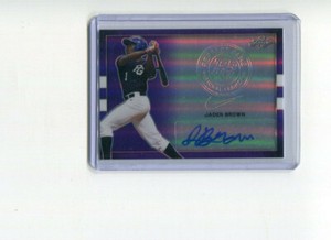 2018 Leaf Perfect Game Metal Autographs Purple Jaden Brown Auto 6/12