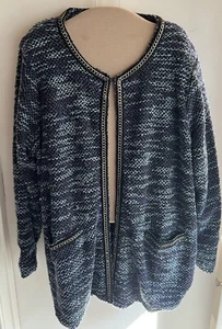 Ulla Popken Cardigan Sweater Long Sleeve Stretch Knit Blue Women’s Size 20/22 - Picture 1 of 9