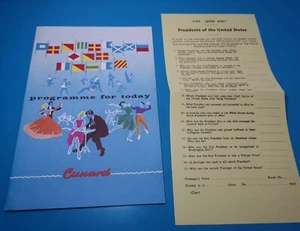 RMS QUEEN MARY CUNARD WHITE STAR LINE PROGRAMME FOR TODAY JULY 28TH 1963 & QUIZ - Picture 1 of 4