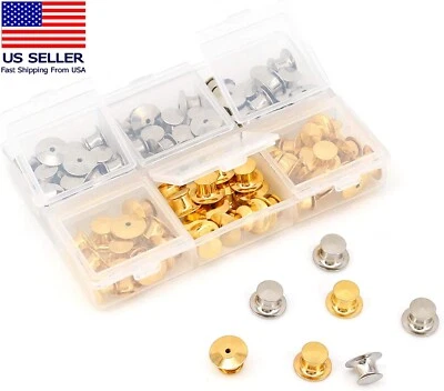 80 PC Metal Locking Pin Backs Keepers Pro Quality Clasp Gold Silver Backings - Image 1 of 4